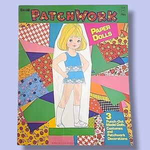 Patchwork Paper Dolls 1971 Saalfield 3 Dolls Quilt Sewing Theme Uncut